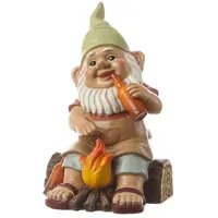 MARELIDA Gartenzwerg SKALLI Zwerg am Lagerfeuer Dekofigur Polyresin Gartenfigur