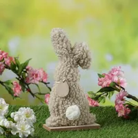 MARELIDA Hase Teddy - Dekofigur - Plüschhase mit Knickohr
