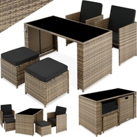 Tectake tectake® Rattan Sitzgruppe, Palermo 2+2+1