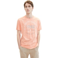 Tom Tailor Herren Basic T-Shirt mit Logo-Print, melon orange