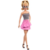 Mattel Barbie Fashionistas-Puppe mit schwarz-weißem Oberteil und pinkem Rock