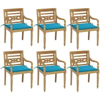 VidaXL Batavia-Stühle mit Kissen 6 Stk. Massivholz Teak
