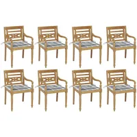 VidaXL Batavia-Stühle mit Kissen 8 Stk. Massivholz Teak