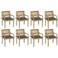 VidaXL Batavia-Stühle mit Kissen 8 Stk. Massivholz Teak
