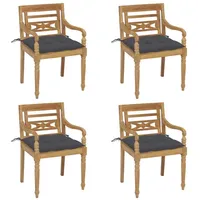 VidaXL Batavia-Stühle mit Kissen 4 Stk. Massivholz Teak