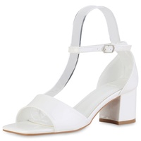 Stiefelparadies Damen Klassische Sandaletten in Weiss Lack