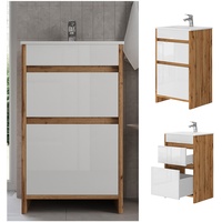 Vicco Detmold 2-tlg. Eiche/Weiß Hochglanz