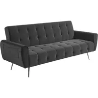 Vente-unique Schlafsofa 3-Sitzer - Samt - Anthrazit - POLANI