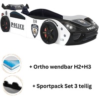 Aileenstore Autobett "Police" + Sportsitze Spielbett für Kinder 90x200