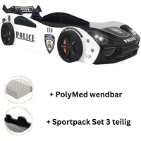 Aileenstore Autobett "Police" + Sportsitze Spielbett für Kinder 90x200