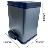 Landshop24 Treteimer | Mülleimer | Abfallsammler | Silber-schwarz Abfallbox