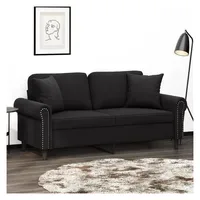 VidaXL Couch Samt 2-Sitzer Schwarz