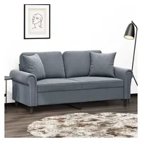 VidaXL 2-Sitzer-Sofa mit Zierkissen Dunkelgrau 140 cm Samt