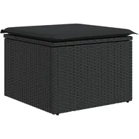 VidaXL Gartenhocker mit Kissen Schwarz 55x55x37 cm Poly Rattan