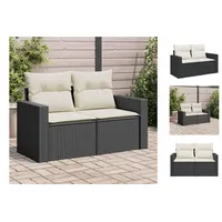 VidaXL Gartensofa mit Kissen 2-Sitzer Schwarz Poly Rattan