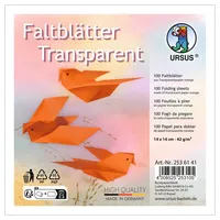 Ursus 2536141 - Faltblätter Transparent Orange, 42 g/m2, 100
