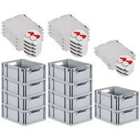 Proregal 10x Eurobox NextGen Grip mit Scharnierdeckel und roten