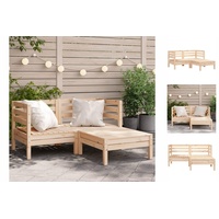 VidaXL Gartensofa 2-Sitzer mit Hocker braun