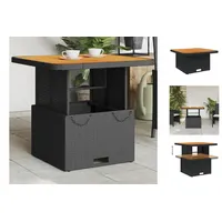 VidaXL Gartentisch Schwarz 80x80x71 cm Poly Rattan und Akazienholz