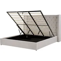 Beliani Bett mit Bettkasten Hellgrau Gepolstert 180 x 200