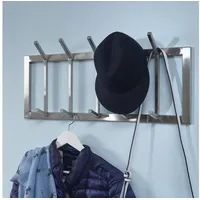 FineBuy Wandgarderobe FineBuy Garderobe Metall 65 cm Silber Flur