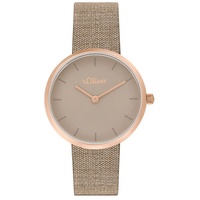 S.Oliver Quarzuhr Armbanduhr Edelstahl IP Rose Textil 2037708