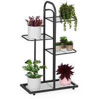 Relaxdays Pflanzenständer, 4 Ablagen, Pflanzentreppe Blumen & Kräuter, Metall