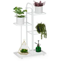 Relaxdays Pflanzenständer, 4 Ablagen, Pflanzentreppe Blumen & Kräuter, Metall