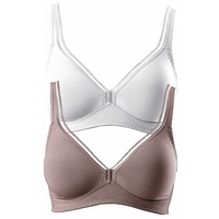 PETITE FLEUR T-Shirt-BH Damen mocha-mousse+weiß Gr.75E