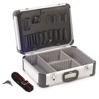 Perel Werkzeugkoffer, Tragegurt, verstellbare Facheinteilung, Schlüsselschloss, 2 Schlüssel, Aluminium,