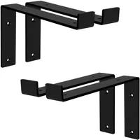 ML-Design 4 Stück Regalhalterung, 25x4x14,5 cm, Schwarz, Metall, 10