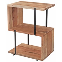 KADIMA DESIGN Beistelltisch in S-Form, Massivholz & Edelstahl, Modernes