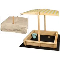 Needs&wants® Sandkasten mit Dach Sitzbank und Boden Vlies-Folie, mit
