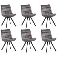 Home4You Polsterstühle 6er Set, Grau - Samtbezug - Metallgestell