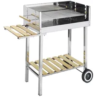 Glühzone Holzkohlegrill HKG 500, Edelstahl, Grillwagen, Holzkohlegrill, fahrbar mit