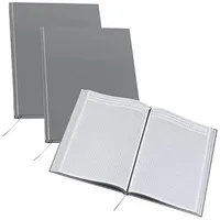 Kompatible Ware 3 Notizbücher DIN A4 kariert, silber Hardcover