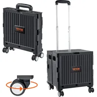 Vevor Einkaufstrolley Klappbar 24,9kg(Dynamisch)/49,8kg(Statisch) Trolley aus PP-Korb und Gummirädern