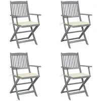 VidaXL Klappbare Gartenstühle 4 Stk. mit Sitzkissen Massivholz Akazie
