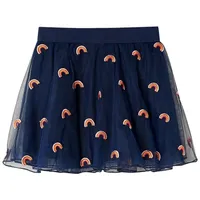 VidaXL Kinderrock mit Tüll Regenbogen-Stickerei Rock Kinder Tüllrock Marineblau