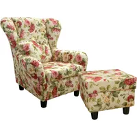 Luma-home schönes für dein zuhause Ohrensessel mit Hocker Webstoff