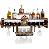 Yorbay Weinregal Palette Beflammt Holz mit 4 Ebenen, Flaschenhalter