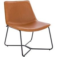 Svita Loungesessel Cocktailsessel Clubsessel ohne Armlehnen Metall-Gestell Leder-Optik Cognac