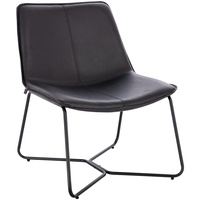 Svita Loungesessel Cocktailsessel Clubsessel ohne Armlehnen Metall-Gestell Leder-Optik Schwarz