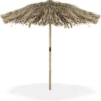 Relaxdays Sonnenschirm Hawaii rund, braun Ø 238,0 cm