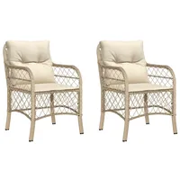 VidaXL Gartenstühle mit Kissen 2 Stk. Beige Poly Rattan