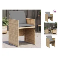 VidaXL Gartenstühle mit Kissen 4 Stk. Beigemischung Poly Rattan