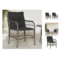 VidaXL Gartenstühle mit Kissen 2 Stk. Grau Poly Rattan