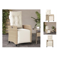 VidaXL Gartensessel mit Fußteil Verstellbar Beige Poly Rattan
