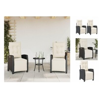 VidaXL Gartensessel mit Fußteil 2 Stk. Verstellbar Schwarz Poly