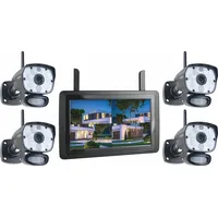 ELRO Überwachungskamera Komplettset 4 Kameras + 9Zoll Monitor, Handy